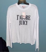 Juicy Couture Plastisol Bell Sleeve Sweater in Bright White Size Medium