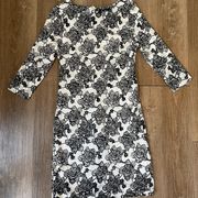 NEW Papillon long sleeve mini dress b&w floral soft lace Women’s Size S NWT