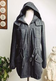 Grey Wool Hooded Duffle Coat size Small