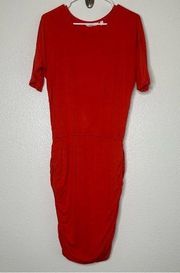 Athleta Solstice Ruched Coral Orange Dress Small