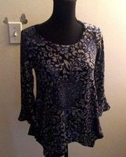 West port women’s dark blue floral long sleeve shirt​