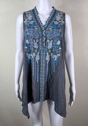 Andreé by Unit Sleeveless Boho Floral Embroidered Blouse