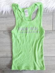 Y2K Sassy Green Glitter Ribbed Racerback Fitted Tank Top