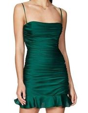 Nookie Cooper Ruched Ruffle Bodycon Mini Emerald Green Size XL NWT