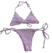 Zaful  scallop trim triangle string bikini Size 6 Lilac purple