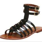 Sam Edelman Gilda Gladiator Sandals Black Snakeskin  Size 7 Boho Summer Leather