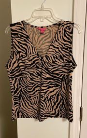 Animal Print Sleeveless Blouse