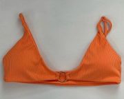 NWOT Zaful Ribbed O-ring String Bikini Swimsuit Top (orange) - large