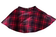 Hot Topic Plaid Skater Skirt Size S Buffalo Plaid Red Black O-Ring Zipper Pull