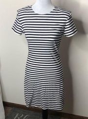 French connection women’s stripped padded shoulder tee shirt dress size 6