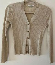 Madewell Oat Beige Button Up Long Sleeve Ribbed Cardigan Top Women's Sz XS