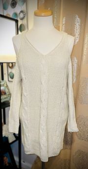Ivory Cold Shoulder Sweater Dress Size 4