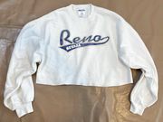 90s Vintage  Reno Nevada white long sleeve crop top Shirt 1990s