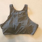 OLD NAVY Swim Black White Checkered Lace Up Back Halter Top Size Large