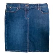 Lightly Acid Washed Petite Blue Jean Skirt