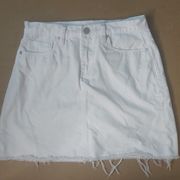 Blank NYC White Denim Frayed Mini Skirt Size 25