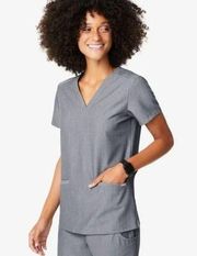 Figs Technical Collection Three-Pocket Scrub Top V-Neck T-Shirt Short Sleeve Sli