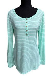 Striped Henley Top - Cheerful Mint