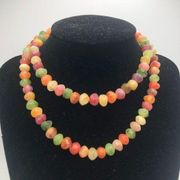 Vintage Multicolored Faux Gemstone Bead 27 Inch Necklace