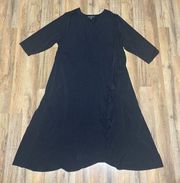 Lane Bryant Dress Womens 26 Black Faux Wrap V Neck Knit Stretch Ruffle Office