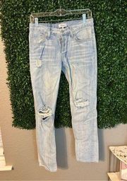 Rails Beckett Boyfriend Distressed Light Vintage Wash Tapered Jean Sz 25