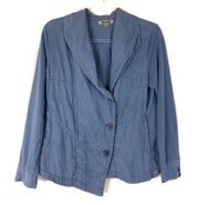 FLAX | 100% Linen Blue Blazer Button Jacket Size P (4/6)