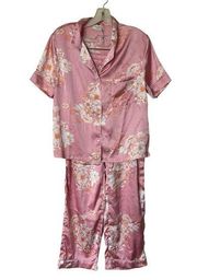 Cynthia Rowley Pink Floral Silky Pajama Set size Medium