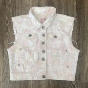 Womens  Floral Print Denim Vest - M