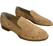 RAG & BONE Amber Embroidered Suede Loafer Flat in Tan Multi Size 38