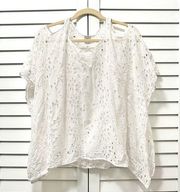 Anthropologie White Eyelet Top/Tunic/Coverup Flowy Women’s size XS