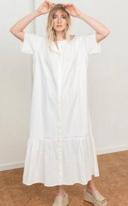 Tribe Alive Poplin Shirt Dress Ivory Maxi