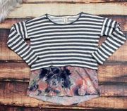 $5 SALE!  Westbound Striped Sweater Mixed Media Top Shirt