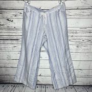 Lane Bryant NWT Size 22/24 Blue & White Stripe Linen Blend Wide Leg Pants