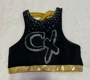 Black and gold Rebel athletics sparkle sports bra