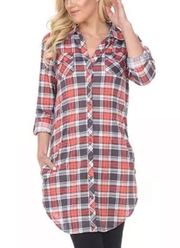 White Mark Women's Piper Stretchy Plaid Tunic