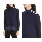 KATE SPADE NEW YORK night sky mixed media sweater (L)