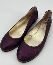 Taryn Rose Metallic Ballet Flats Sz 38 Purple Leather Slip On Shoes
