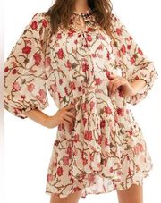 Keeping Up With Kara Tunic Chiffon Mini Shirt Dress Floral Small