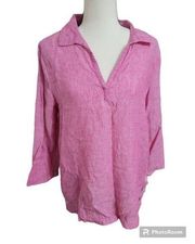 Tahari 100% Linen Pink Tunic Size M