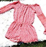 Wallflower Pink Floral Flower Romper Long Sleeve New NWT Size Medium M Crochet