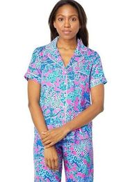 LILLY PULITZER Plumeria Pink Pj Woven Short Sleeve Top Size M NEW New with tags