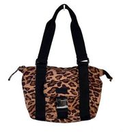 Ralph Lauren Leopard Print Shoulder Bag Black Strap Zip Closure