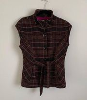 CAbi Cinch it Up Vest Style #691 Wool Blend Button Down With Tie Waist M