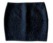 TAHARI Black Zebra Animal Jacquard  Textured Exposed Side Zip Mini Skirt 2