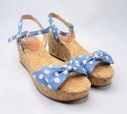 Gianni Bini Polka Dot Bow Cork Platform Sandals Size 10