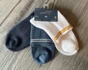 Universal Threads Women Ankle Socks 3 Pair Blue Cream Navy Cotton Soft Stripe Texture Casual NWT
