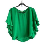 Gianni Bini Women's Small Green Scoop Neck Bell Sleeve Pullover Blouse