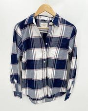 Weatherproof Vintage Blue White Burgundy Flannel Shirt Women's Size Small S