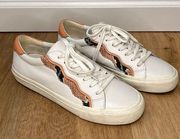 Madewell Sidewalk Low Top Sneaker Lace Up Leather Snakeskin White Pink Womens 8