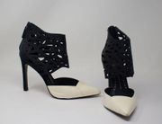 Dolce Vita Kadyn Genuine Leather Perforated Cut Out Cage Pointed Toe High Heels 